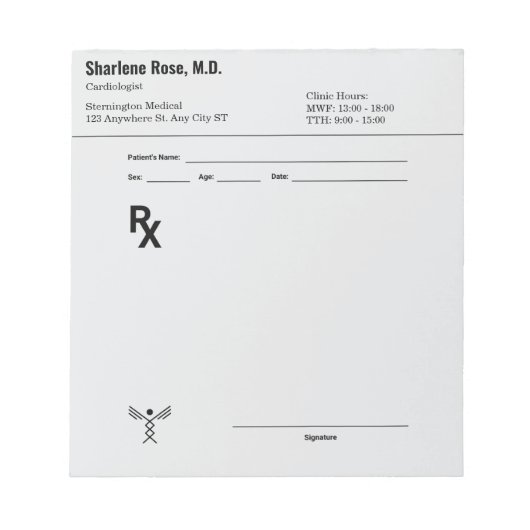 Bloc-notes de prescription personnalisé – RX de do (Devant)