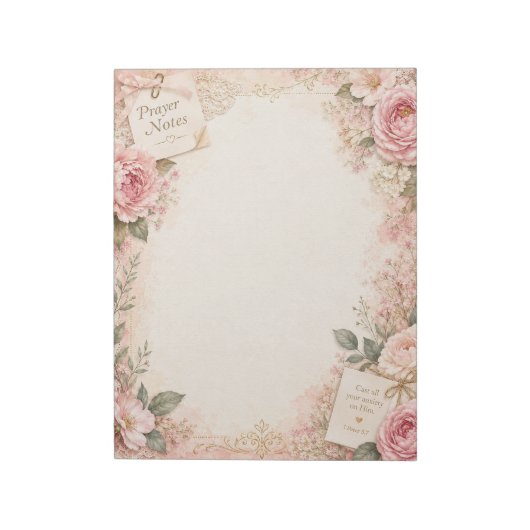 Bloc-notes de prière floral rose (Tourné)