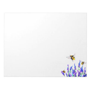 Bloc-notes de printemps avec fleurs et abeilles vo