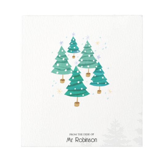 Bloc-notes de professeur Arbres de Noël à l'aquare (Devant)