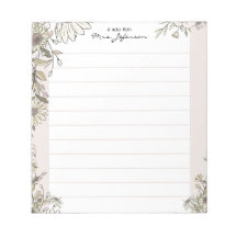 Bloc-notes de professeur Floral Lines Pure