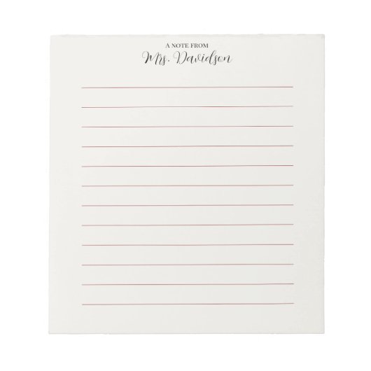 Bloc-notes de professeur Lignes Élégantes et Douce (Devant)