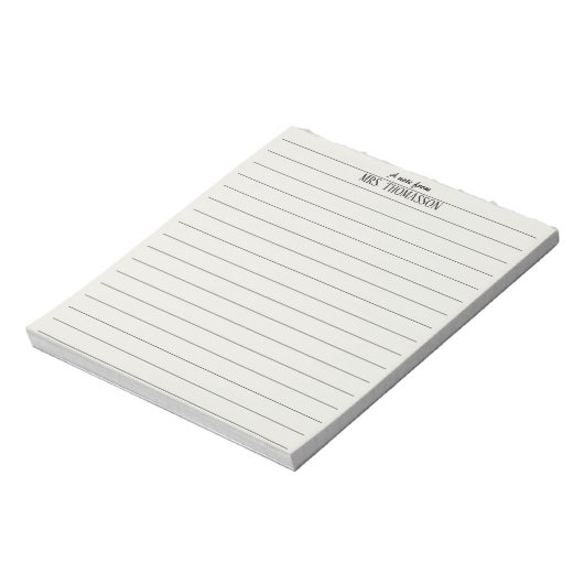 Bloc-notes de professeur papier ligné avec "un mot (Tourné)