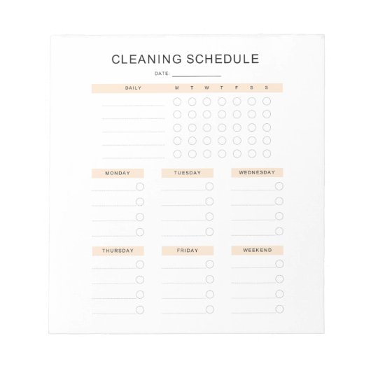 Bloc-notes de programme de nettoyage (Devant)