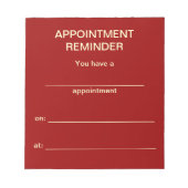 Bloc-notes de rappel de rendez-vous - Texte rouge  (Devant)