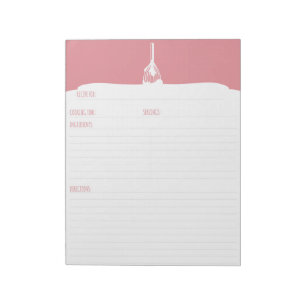 Bloc-notes de recette de cuisson à glaçage rose