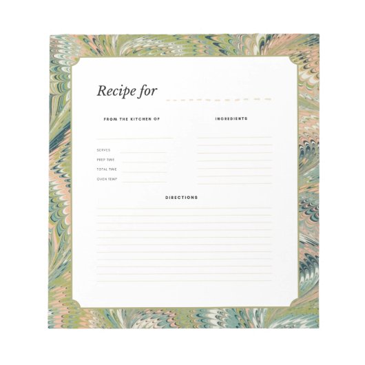 Bloc-notes de recette de papier marbré antique (Devant)
