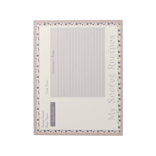 Bloc-notes de recette en fleurs violettes (Tourné)