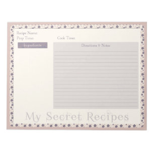 Bloc-notes de recette en fleurs violettes
