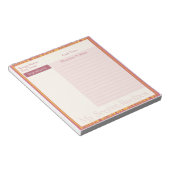 Bloc-notes de recette en rose chaud et en bande ja (Incliné)