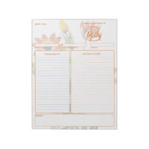 Bloc-notes de recette personnalisable anémone bota