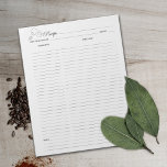 Bloc-notes de recettes culinaire minimaliste simpl<br><div class="desc">Un simple bloc-notes minimaliste pour l'organisation des recettes.</div>