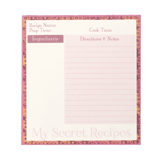 Bloc-notes de recettes en rétro automne (Devant)