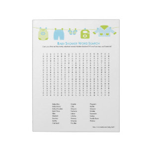Bloc-notes de recherche de mot de jeu baby shower