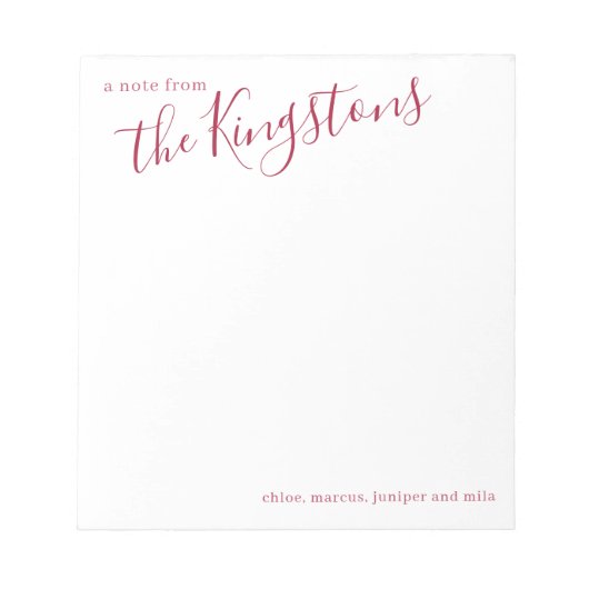 Bloc-notes de script de nom de famille Scarlet (Devant)