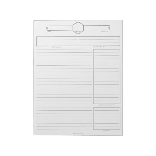 Bloc-notes de session pour joueur de D&D (Tourné)