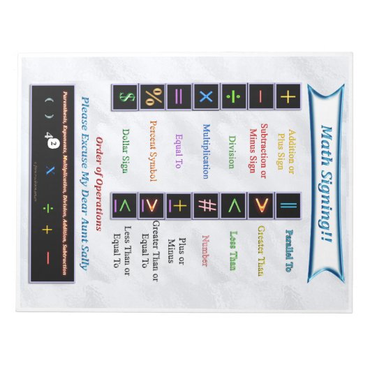 Bloc-notes de signature mathématique (Devant)