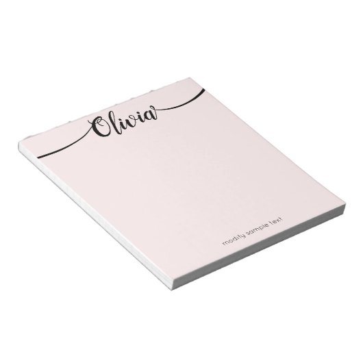 Bloc-notes de signature rose simple (Incliné)