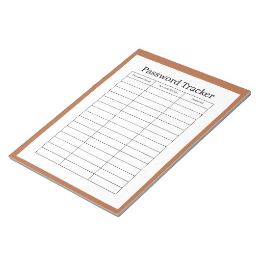 Bloc-notes de suivi de mots de passe simple (Incliné)
