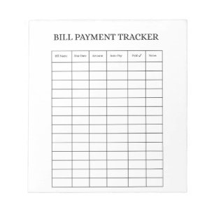Bloc-notes de suivi de paiement de facture personn