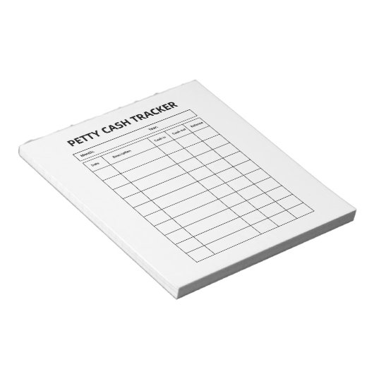 Bloc-notes de suivi de petite caisse (Incliné)