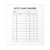 Bloc-notes de suivi de petite caisse (Devant)