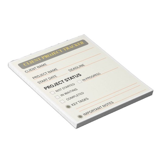 Bloc-notes de suivi de projet client (Incliné)