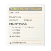 Bloc-notes de suivi de projet client (Devant)