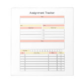 Bloc-notes de suivi des affectations (Devant)