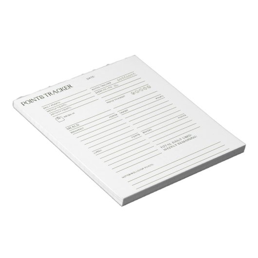 Bloc-notes de suivi des points (Incliné)
