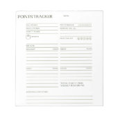 Bloc-notes de suivi des points (Devant)