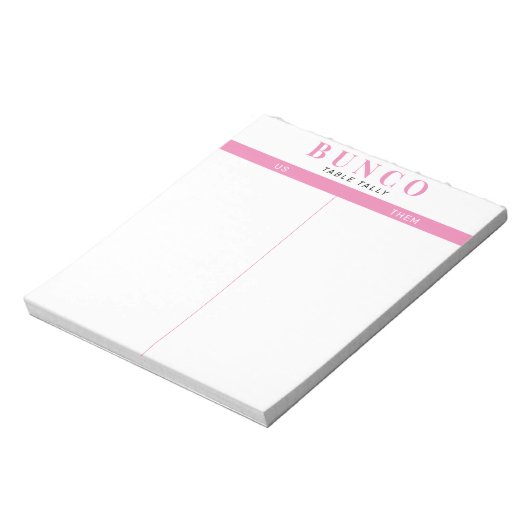 Bloc-notes de table simple rose et blanc (Tourné)
