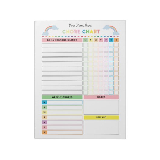 Bloc-notes de tableau de tâches pour enfants avec (Tourné)