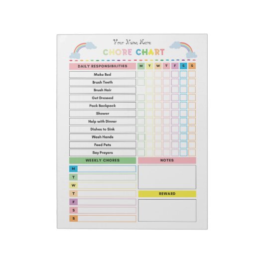 Bloc-notes de tableau de tâches pour enfants et li (Tourné)