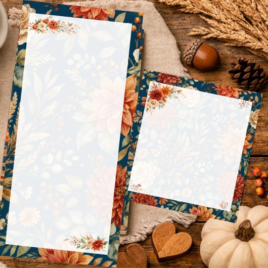 Bloc-notes d'écriture florale d'automne