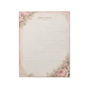 Bloc-notes d'étude biblique à fleurs roses