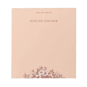 Bloc-notes d'illustration florale gravé - orange