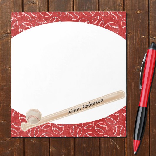 Bloc-notes d'impression de baseball rouge et blanc