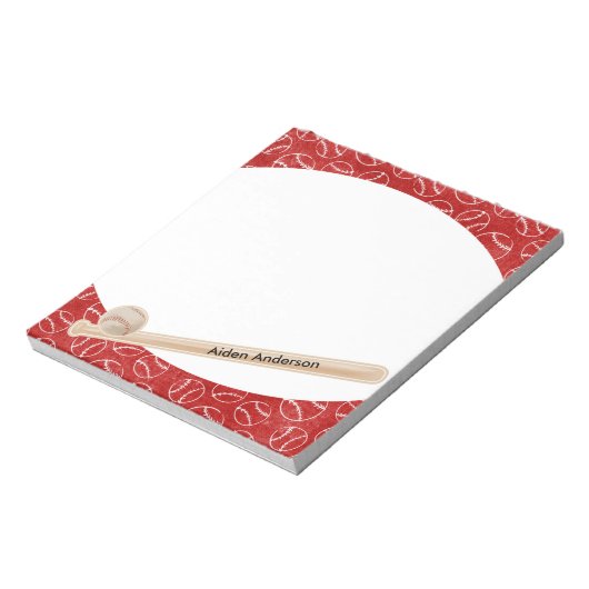 Bloc-notes d'impression de baseball rouge et blanc (Tourné)