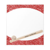 Bloc-notes d'impression de baseball rouge et blanc (Devant)