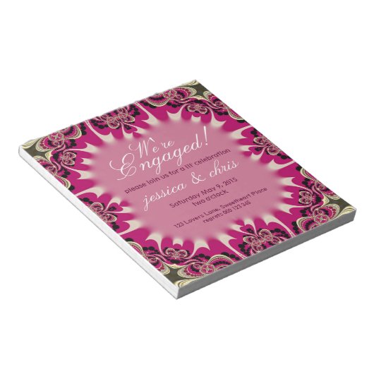 Bloc-notes d'invitation budgétaire Fiançailles ros (Incliné)