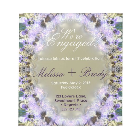 Bloc-notes d'invitation du Fiançailles de dentelle (Devant)