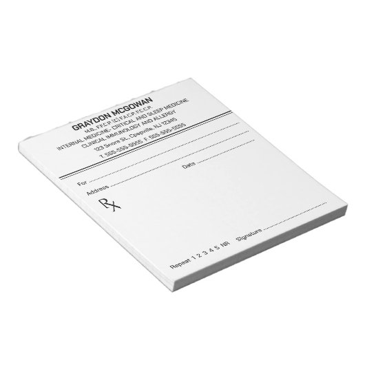 Bloc-notes d'ordonnance modifiable (Incliné)