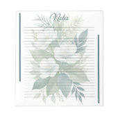 Bloc-notes doublé de fleurs blanches en bouquet et (Devant)