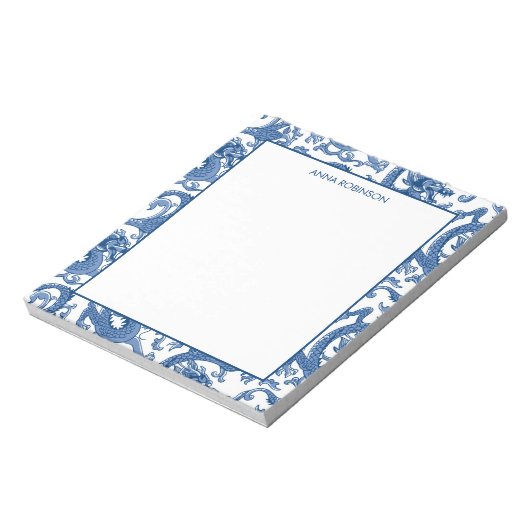 Bloc-notes Dragon de la Chinoiserie Bleue et Blanc (Tourné)