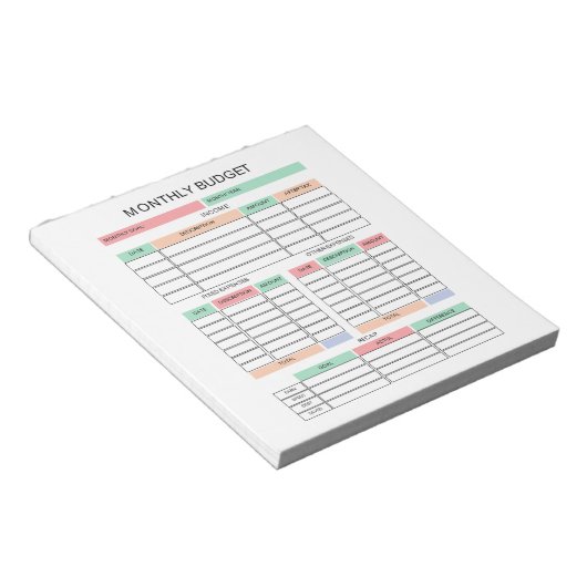 Bloc-notes du budget mensuel (Incliné)