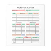 Bloc-notes du budget mensuel (Devant)