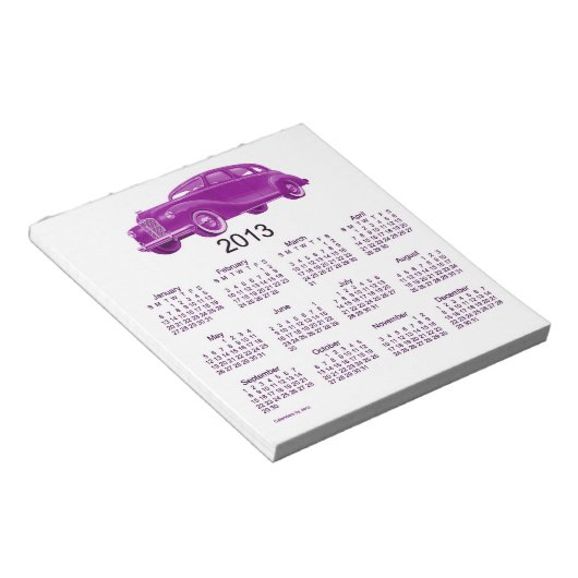 Bloc-notes du calendrier 2013 du véhicule (Incliné)