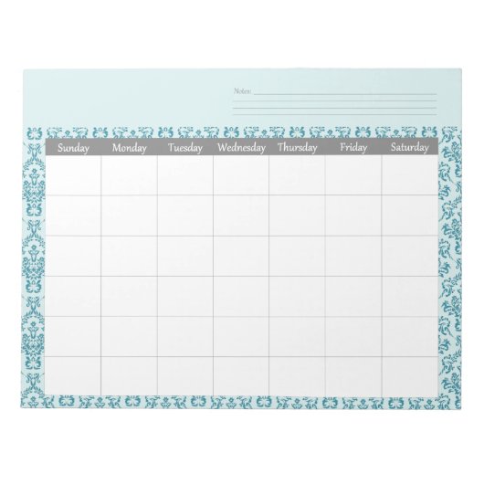 Bloc-notes du calendrier Damask mensuel (Devant)