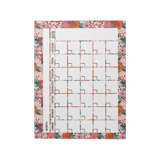 Bloc-notes du calendrier des fleurs tropicales en  (Tourné)